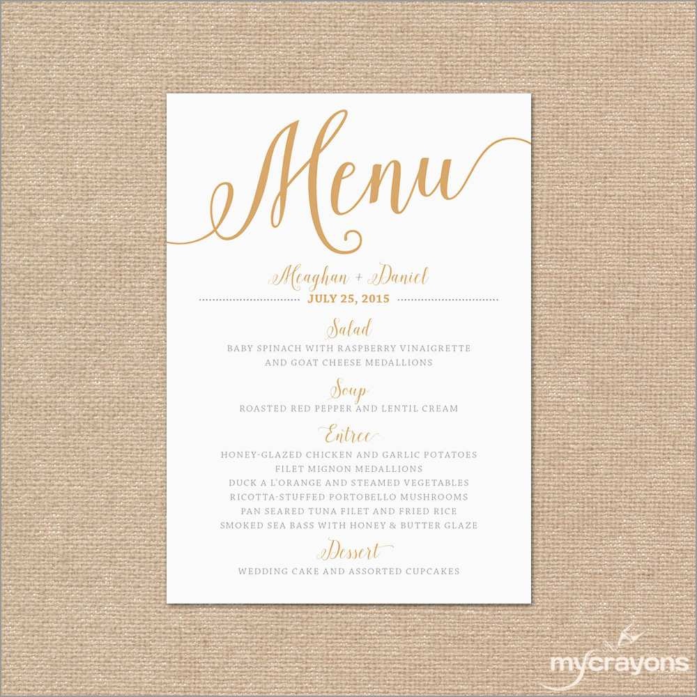 Luxury Free Wedding Menu Template | Best Of Template - Free Printable Wedding Menu Card Templates