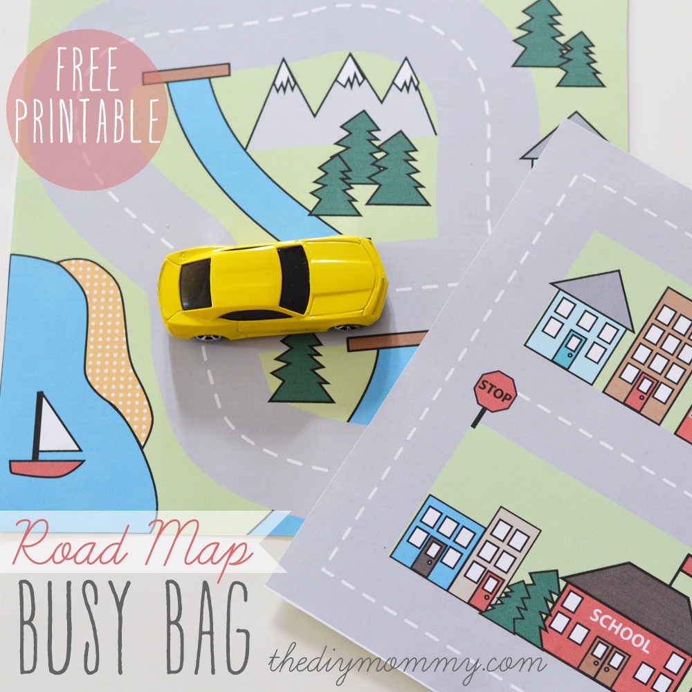 Make A Mini Road Map Busy Bag - Free Printable | The Diy Mommy - Free Printable Maps For Kids