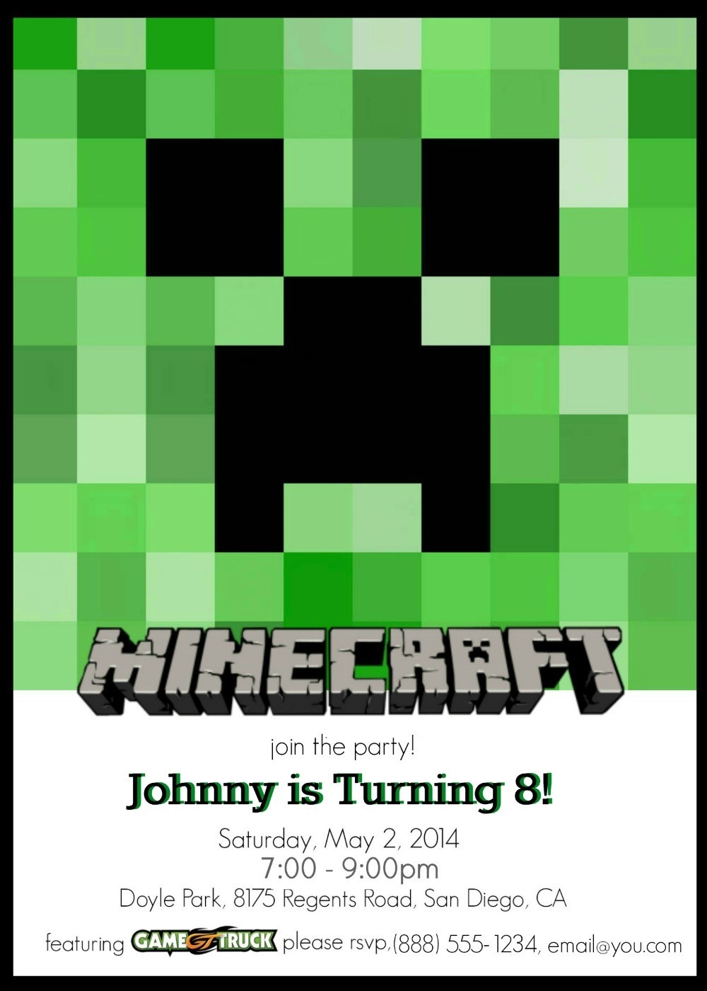 Make Your Own Custom Printable Minecraft Party Invitations - Free Printable Minecraft Invitations
