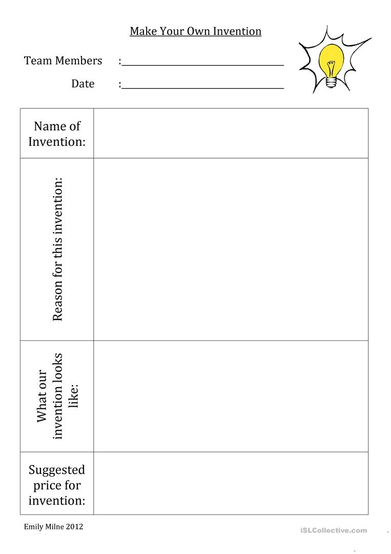 Make Your Own Invention Worksheet - Free Esl Printable Worksheets - Make Your Own Worksheets Free Printable