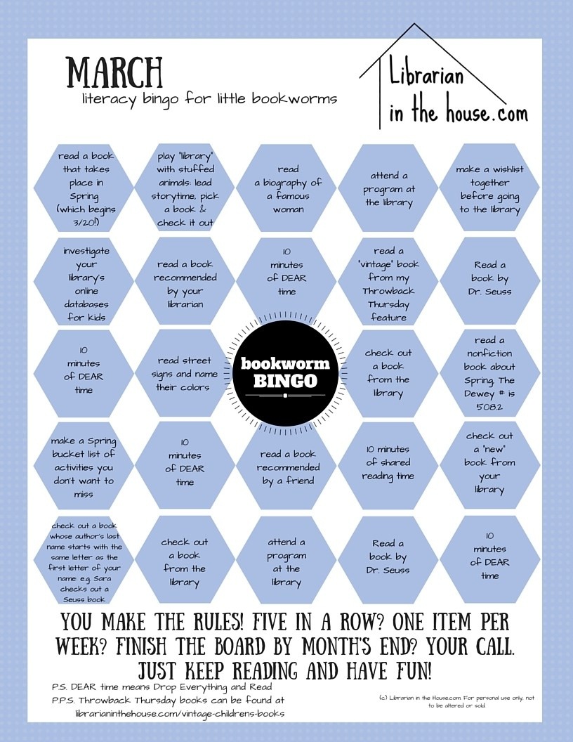 March Bookworm Bingo Free Printable Of Literacy Activities - Free Printable March Activities