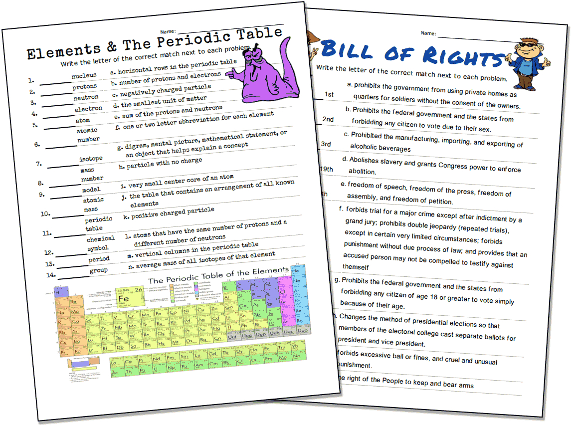 Match-Up Worksheet Maker - Free Printable Test Maker For Teachers