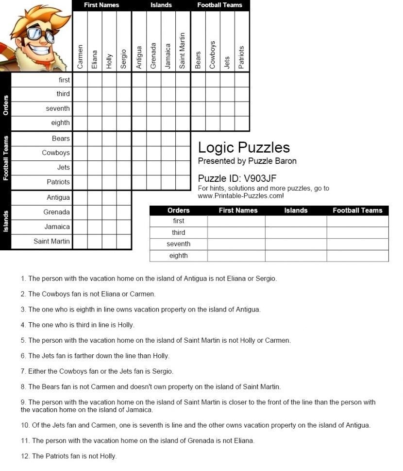 Free Printable Logic Puzzles For High School Students Free Printable