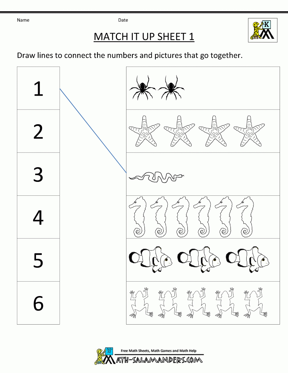Math Worksheets Kindergarten Kg 1 Maths Pdf Free Printable Match It - Free Printable Classroom Worksheets