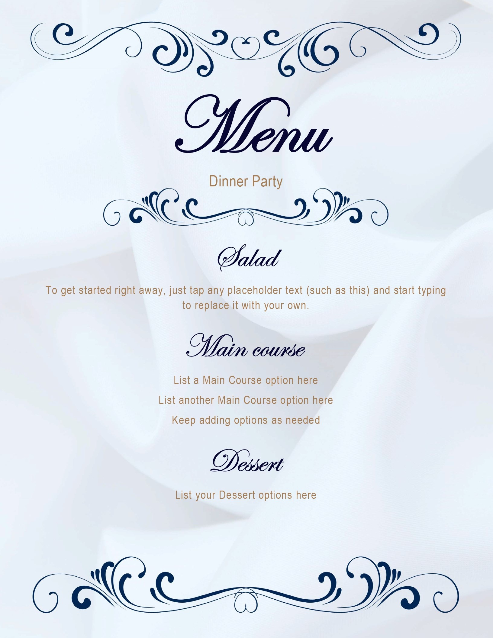 Menus - Office - Free Printable Wedding Menu Card Templates
