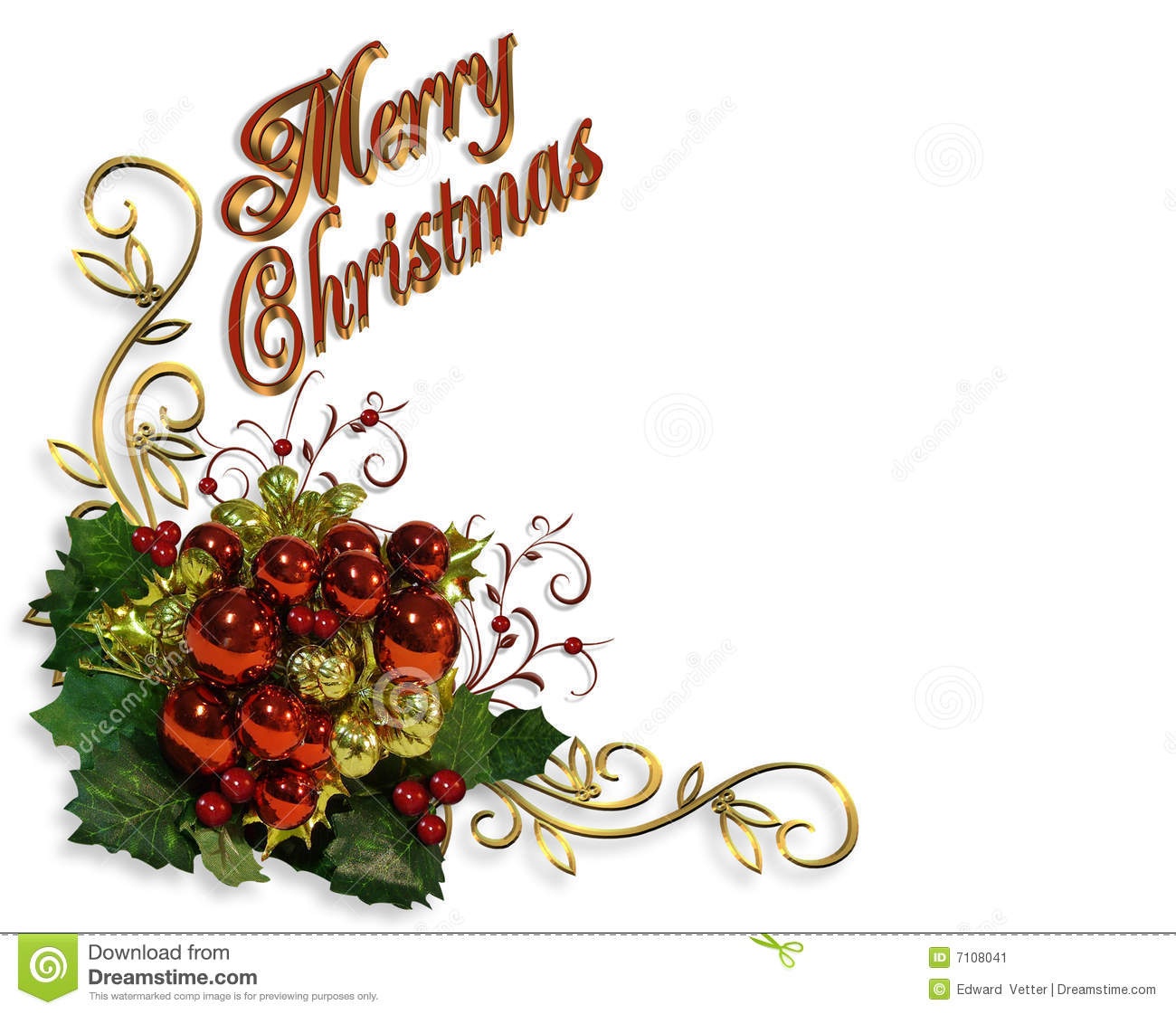 Merry Christmas Border Baubles Greeting Card Stock Illustration - Free Printable Religious Christmas Invitations