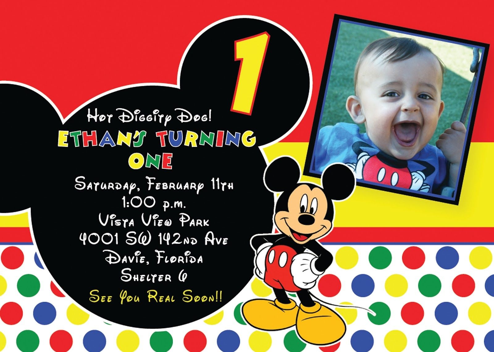 Free Printable Mickey Mouse 1St Birthday Invitations Free Printable