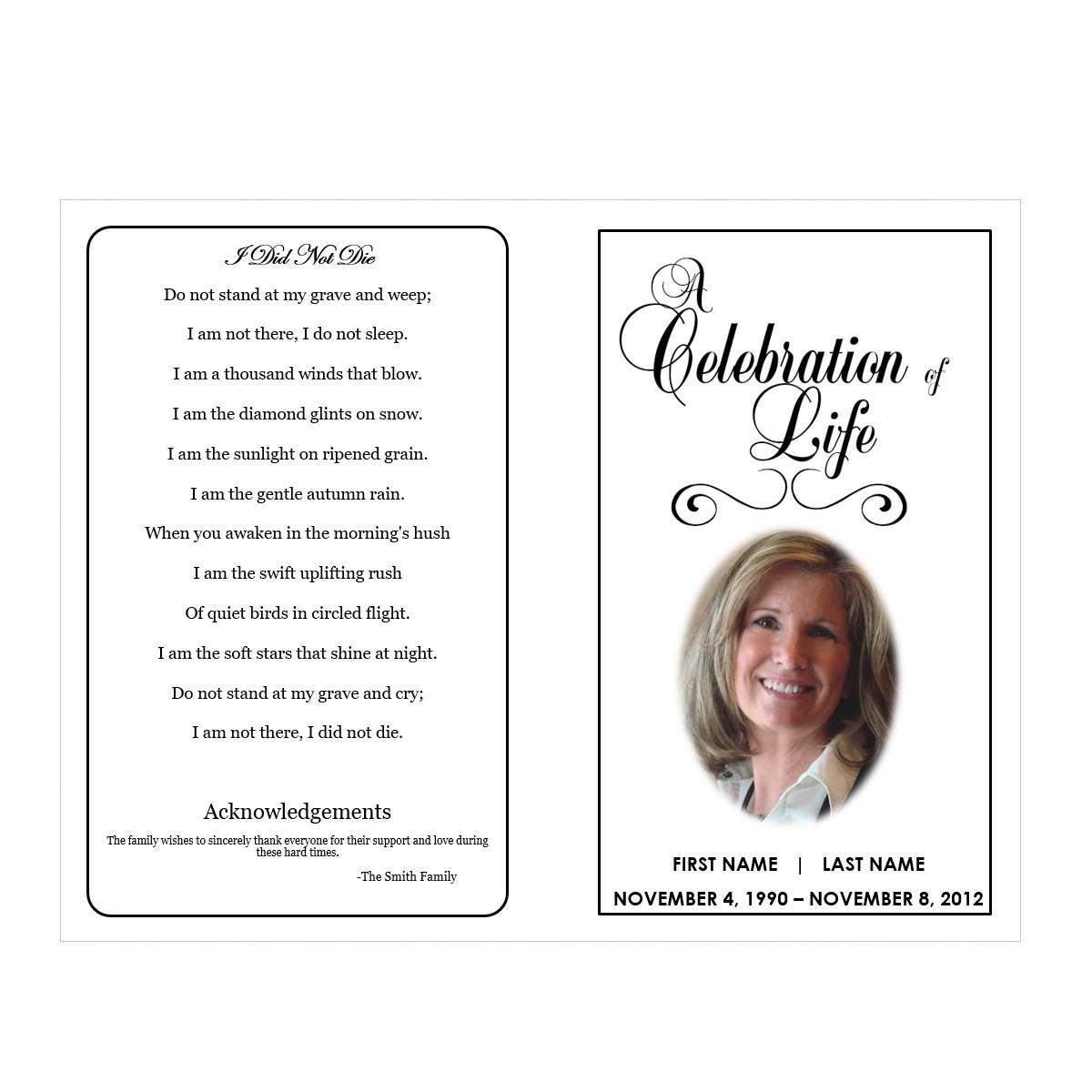 sample obituary funeral program