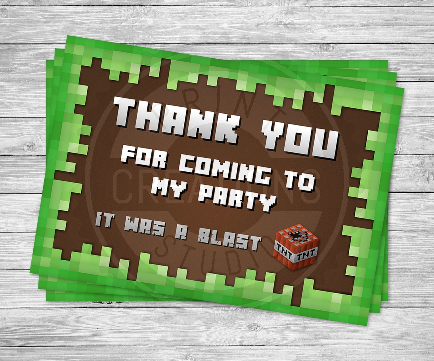 Minecraft Thank You Cards - Minecraft Birthday Party Supplies - Free Printable Minecraft Thank You Notes