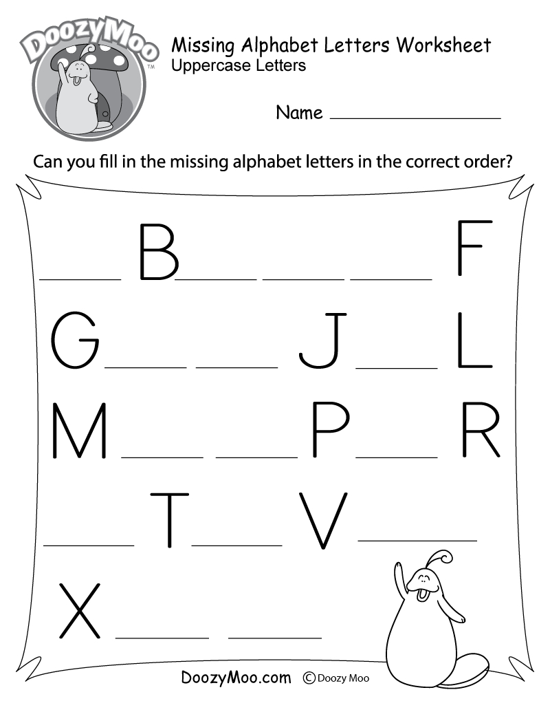 Missing Alphabet Letters Worksheet (Free Printable) - Doozy Moo - Free Printable Alphabet Letters