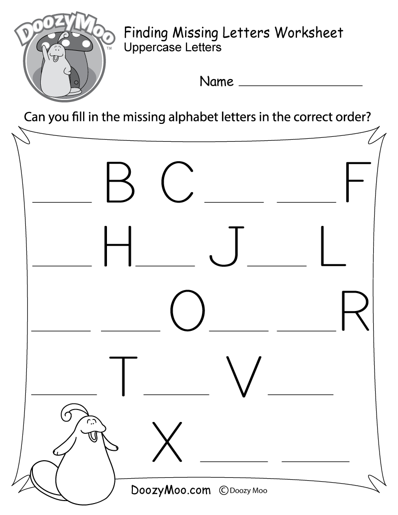 Missing Letter Worksheets (Free Printables) - Doozy Moo - Free Printable Letter Writing Worksheets