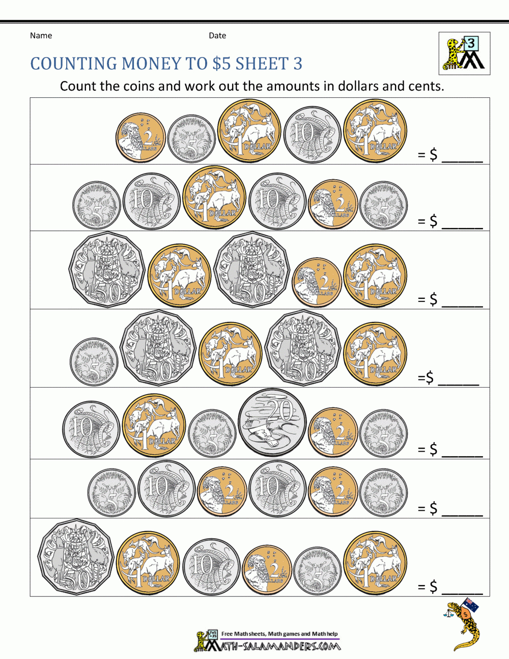 Money Worksheets Australian - Free Printable Australian Notes