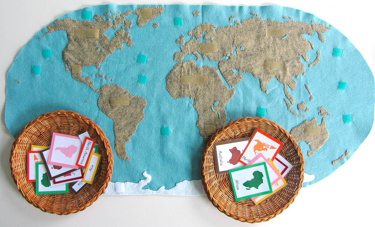 Montessori Continents Map &amp;amp; Quietbook With 3-Part Cards | Imagine - Montessori World Map Free Printable