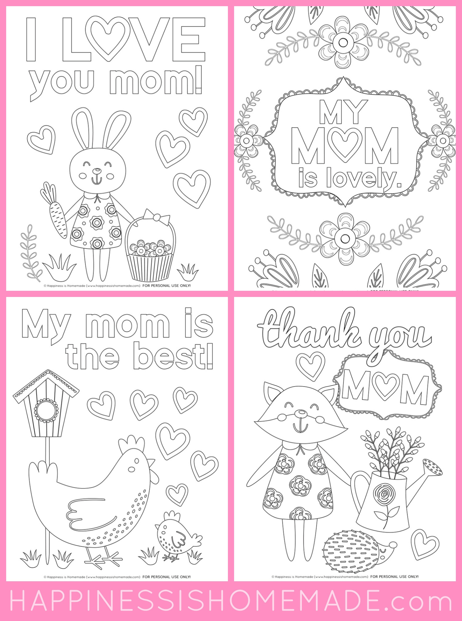 Mother&amp;#039;s Day Coloring Pages - Free Printables - Happiness Is Homemade - Free Printable Mothers Day Coloring Cards