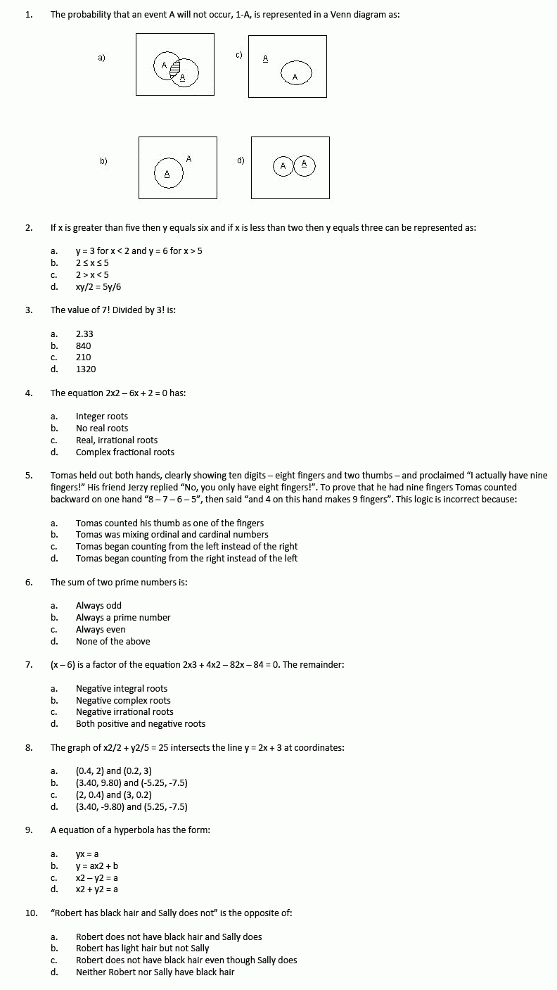 Mttc Practice Test (135 Math 8-12) Practice Questions - Answers In - Free Printable Asvab Math Practice Test