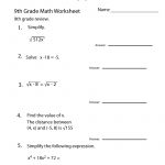 Ninth Grade Math Practice Worksheet Printable | Teaching | Math   Free Printable Worksheets For Highschool Students