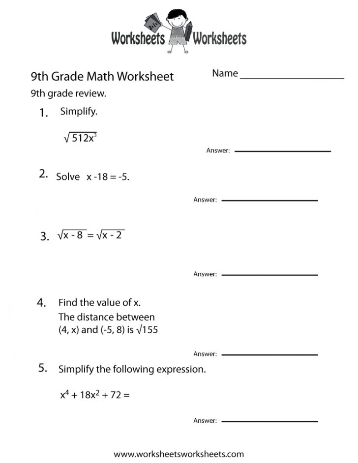 Grade 9 Math Worksheets Printable Free With Answers