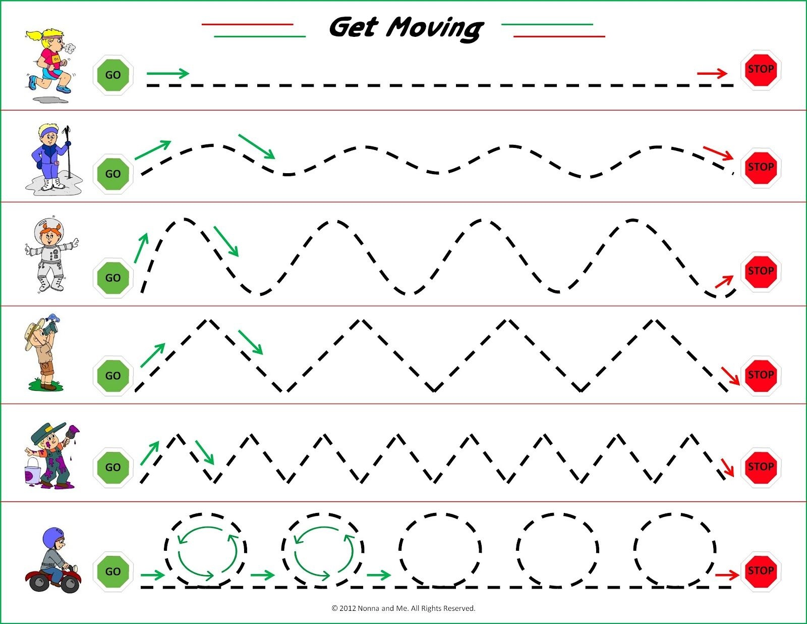 Nonna And Me: Get Moving | Ot/ Home Activities/ For Class | Tracing - Free Printable Fine Motor Skills Worksheets