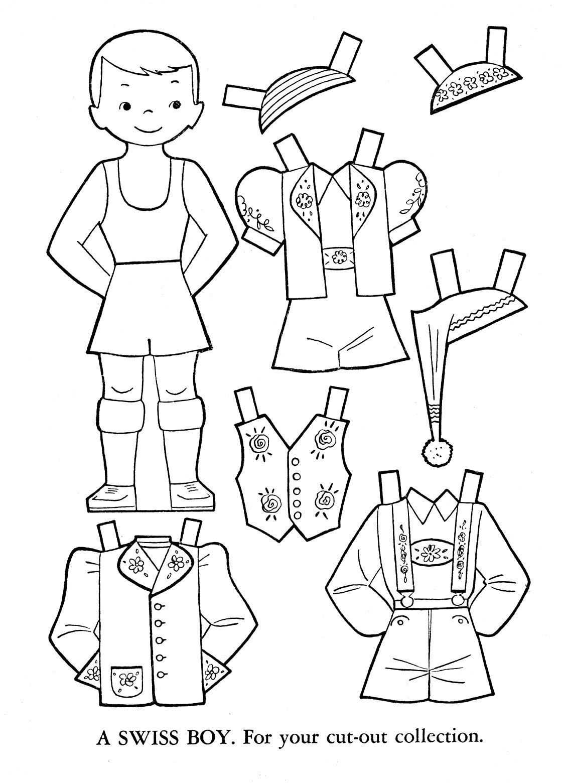 Outlines Of Dress Up Dolls Different Colountries | Paper Doll Black - Free Printable Paper Dolls From Around The World