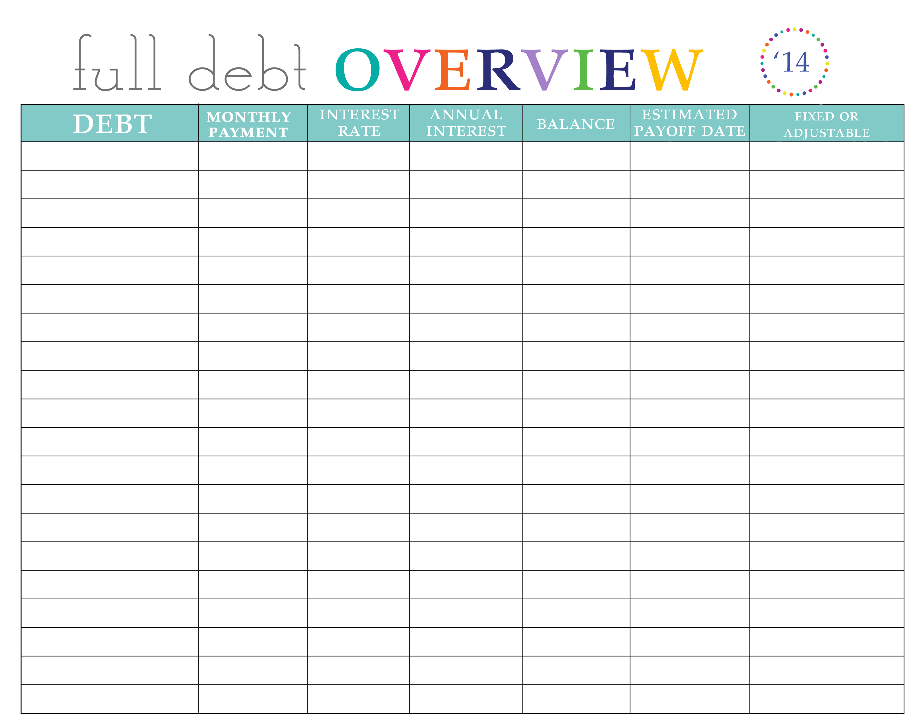 Paying Off Debt Worksheets - Free Printable Monthly Bill Payment Worksheet