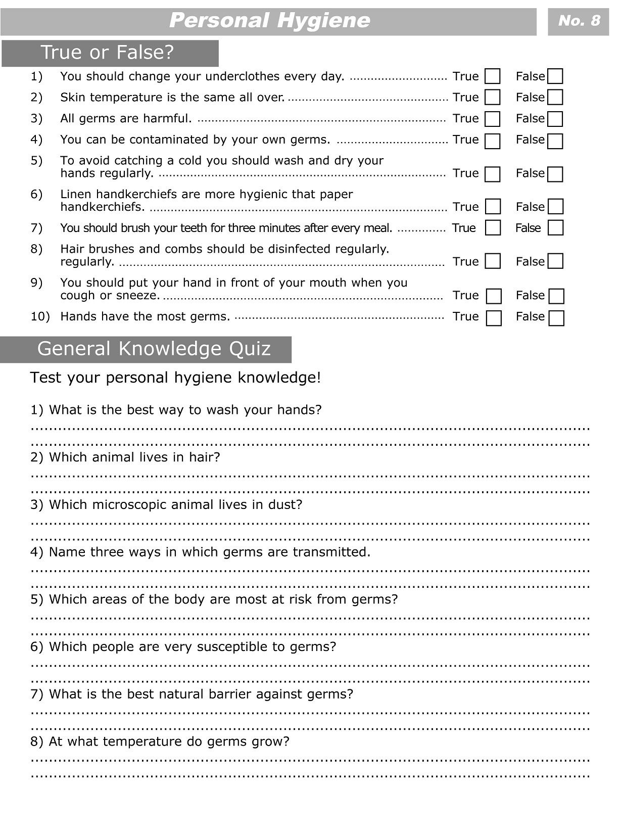 Pesonal Hygiene Worksheets For Kids Level 3 8 … | Hygiene | High … - Free Printable Personal Hygiene Worksheets