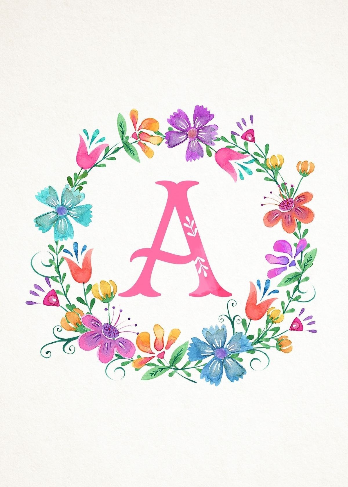 Pinamarilys Annoni-Mendez On Iphone Wallpapers | Watercolor - Free Printable Flower Letters