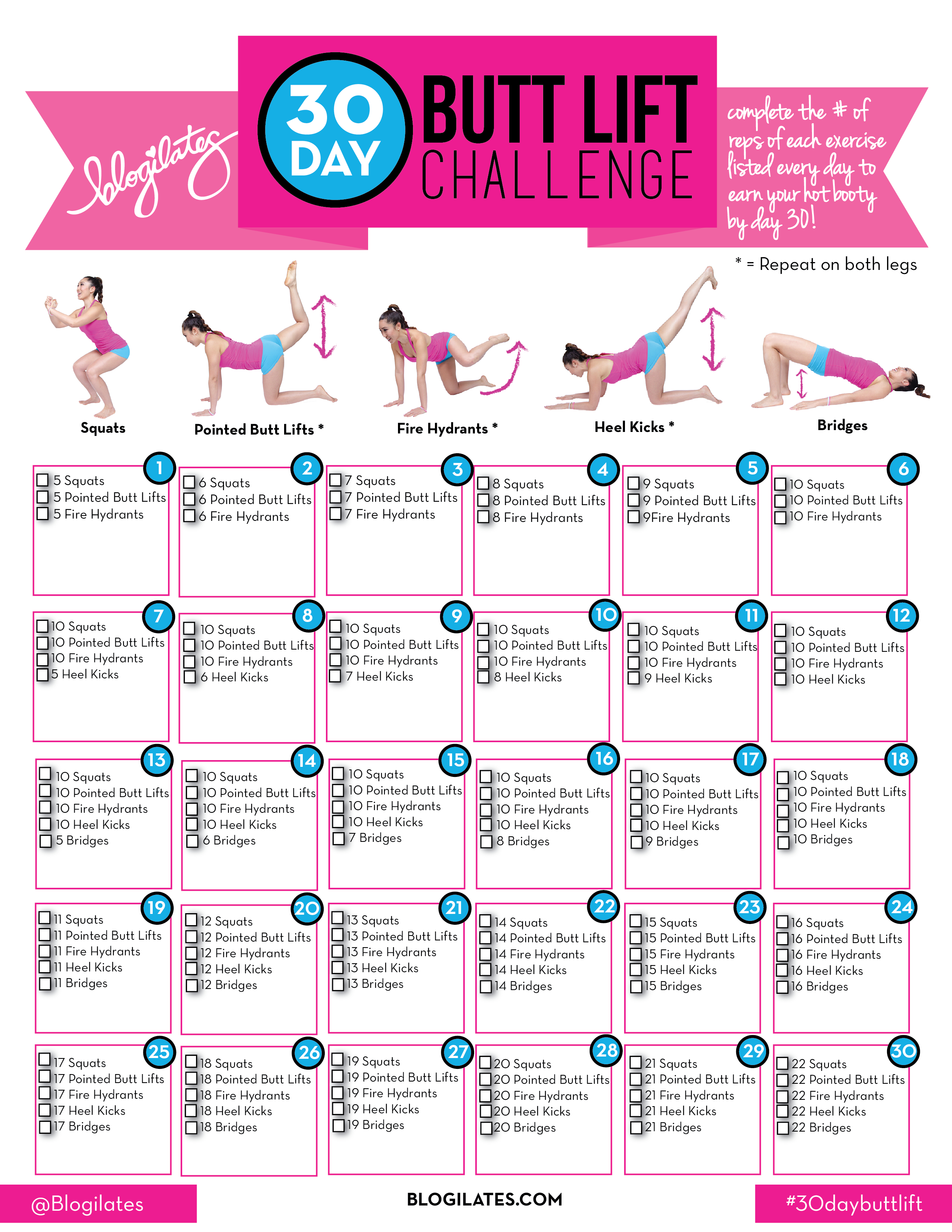 Pinanjil Jeter On Workout/weight Loss | 30 Day Butt Challenge - Free Printable Workout Routines