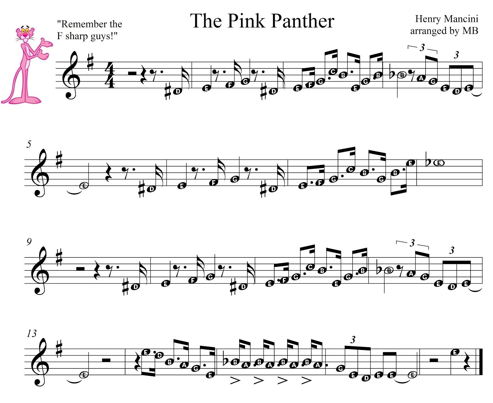 Pink Panther Sheet Music For Mobile The Pink Panther Theme1275 - Free Printable Alto Saxophone Sheet Music Pink Panther