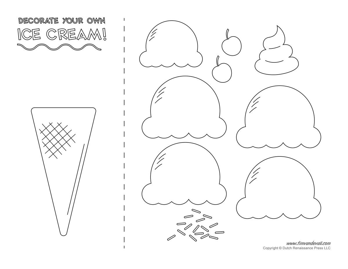 Ice Cream Templates And Coloring Pages For An Ice Cream Party Ice