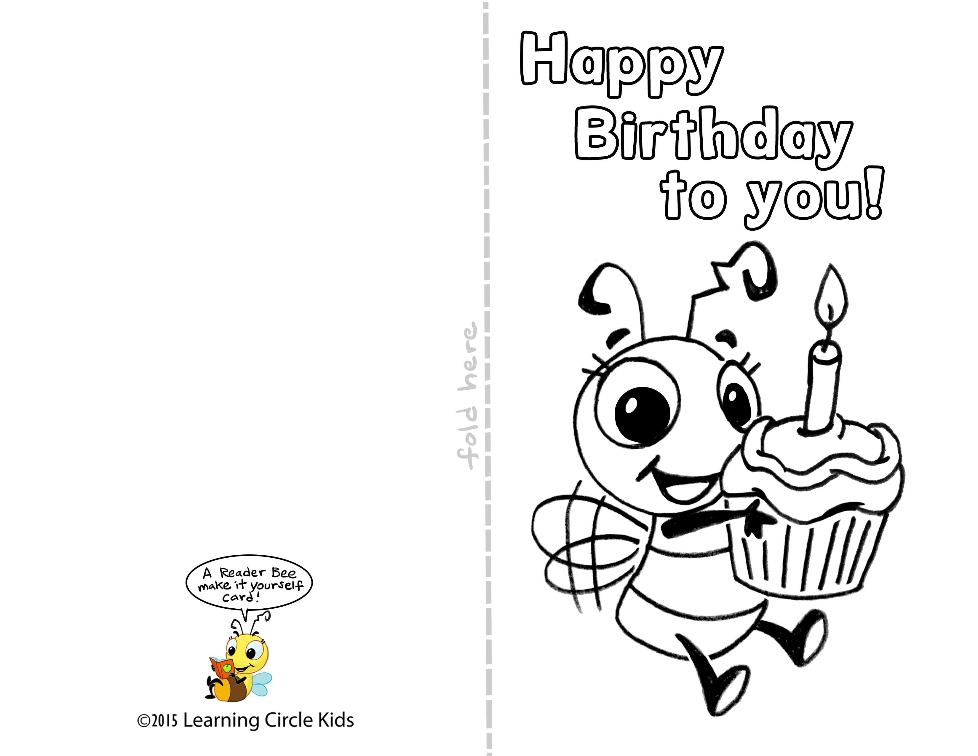Pinreader Bee On Birthday Celebration - Bee Style | Free - Free Printable Bday Cards