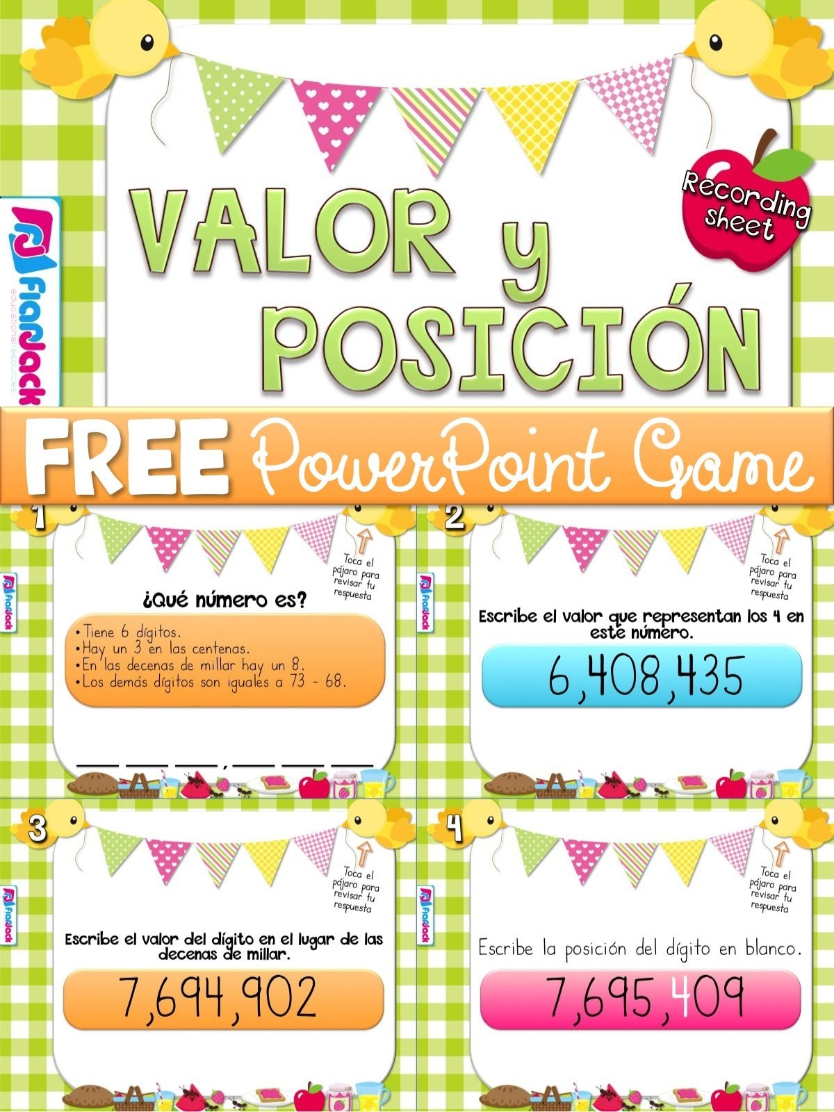 Place Value Picnic Spanish Powerpoint Game Freebie | Dual Language - Free Printable Place Value Chart In Spanish