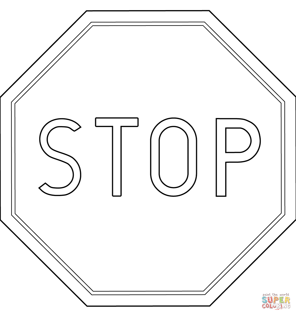 Poland Stop Road Sign B-20 Coloring Page | Free Printable Coloring Pages - Free Printable Stop Sign To Color