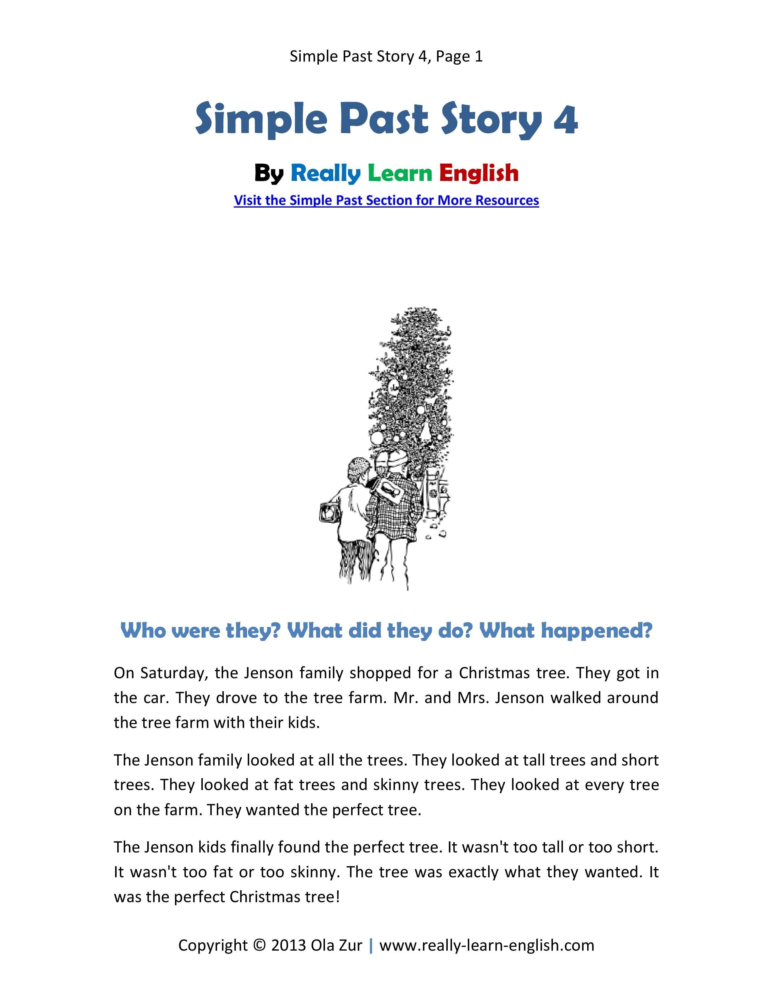 Practice The Simple Past Tense. Free, Printable Short Story - Free Printable Short Stories For High School Students