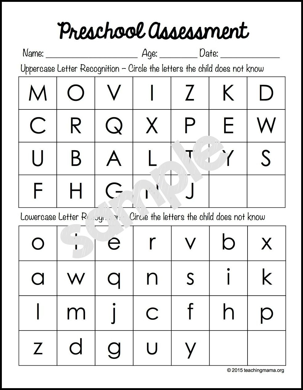 Preschool Assessment Forms Free Printable - Free Printable