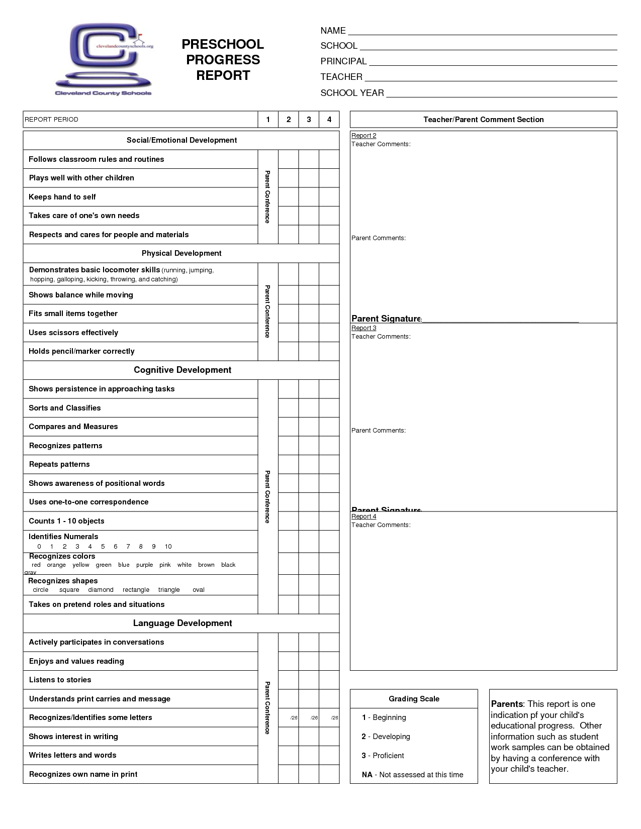 Preschool Progress Report Cards | Childcare | Kindergarten Report - Free Printable Kindergarten Report Cards