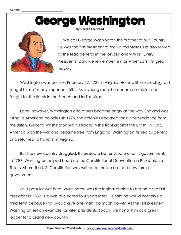 Free Printable George Washington Worksheets
