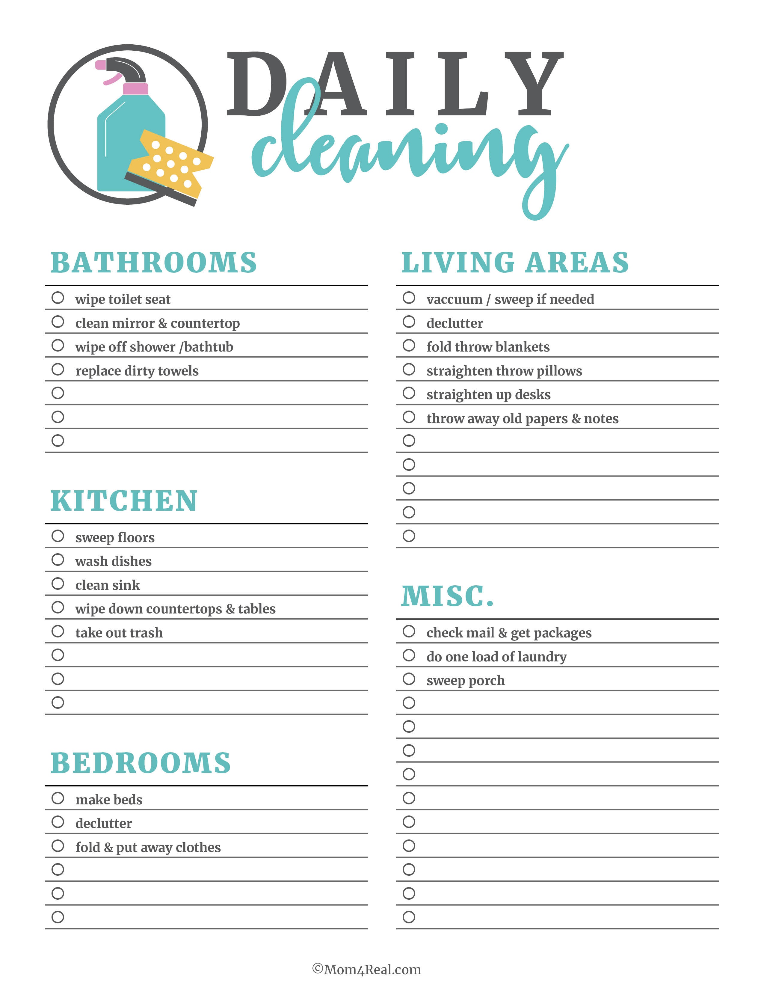 House Cleaning Checklist Free Printable