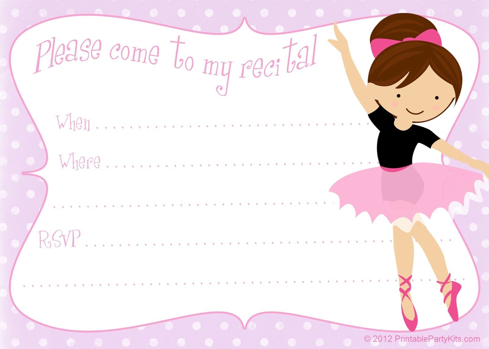 Printable Free Dance Recital Invitation Template From - Free Printable Dance Recital Cards