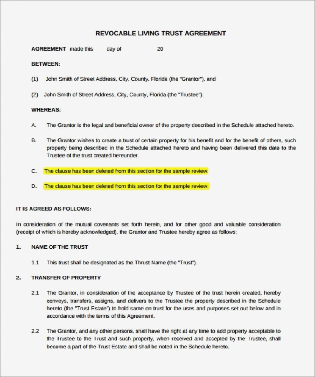 Printable Living Will Forms Florida Sample Trust Form Compatible Nor - Free Printable Will And Trust Forms