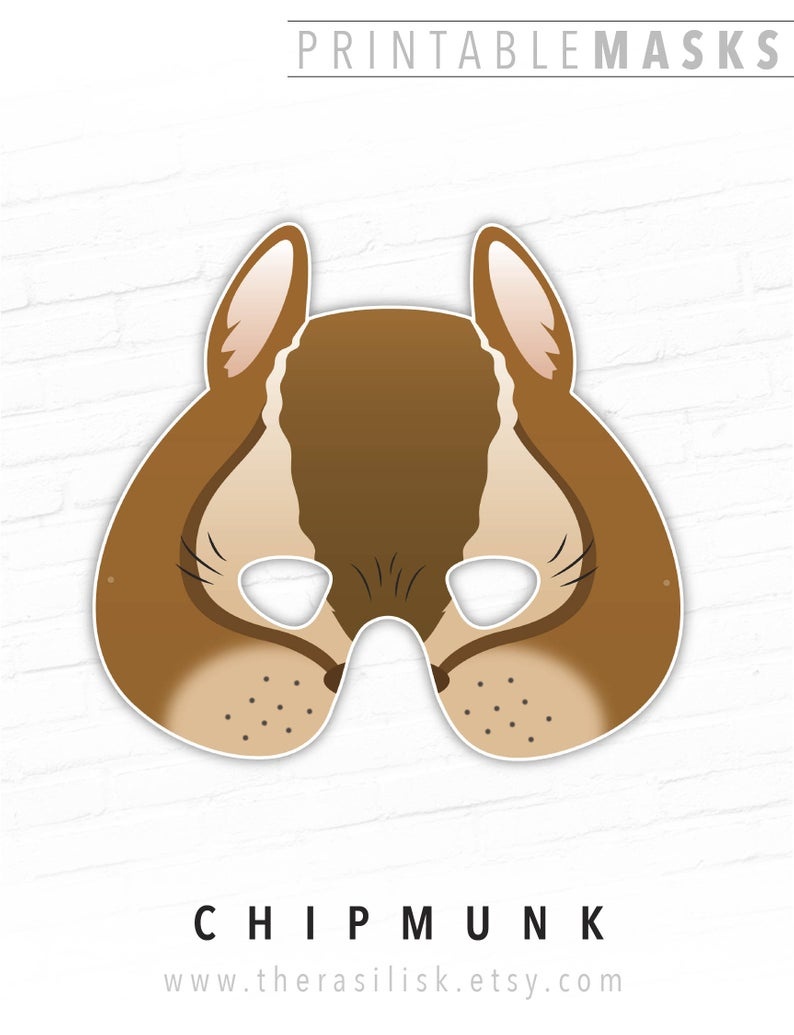 Printable Mask Halloween Animal Mask Chipmunk Mask Alvin | Etsy - Free Printable Chipmunk Mask