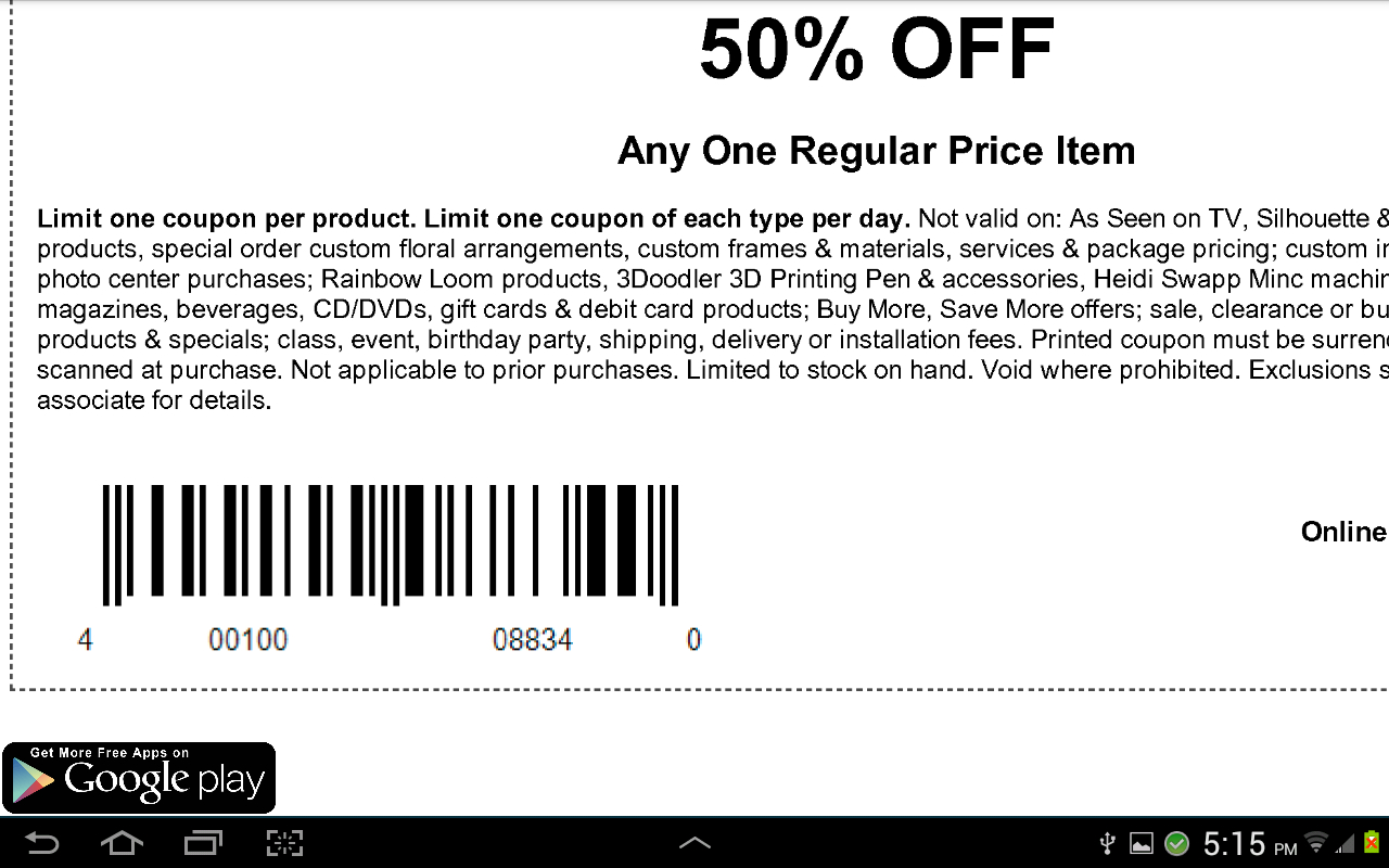 Free Printable Michaels Coupons Free Printable