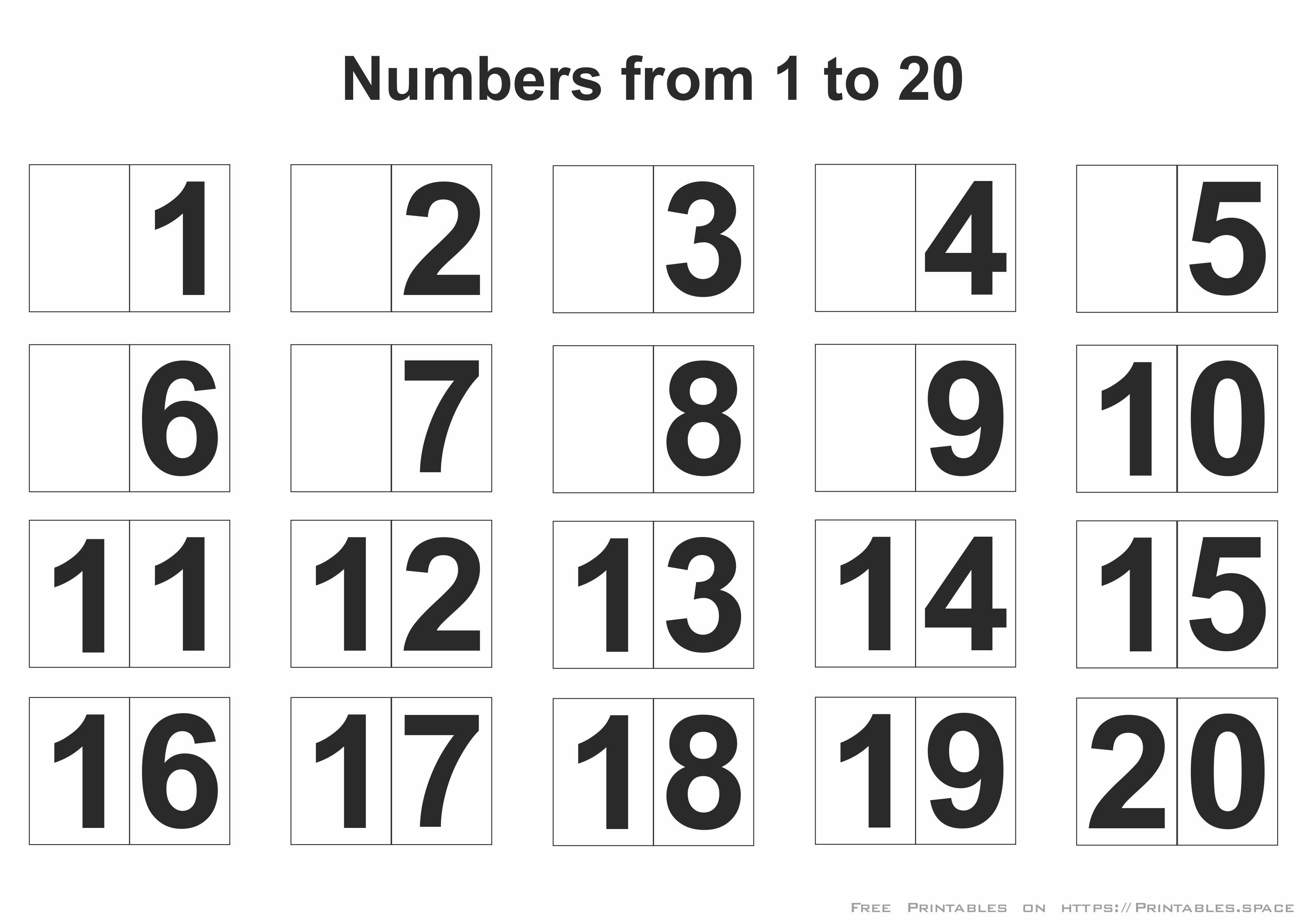 Printable Numbers 1-20 - Free Printables - Free Printable Numbers