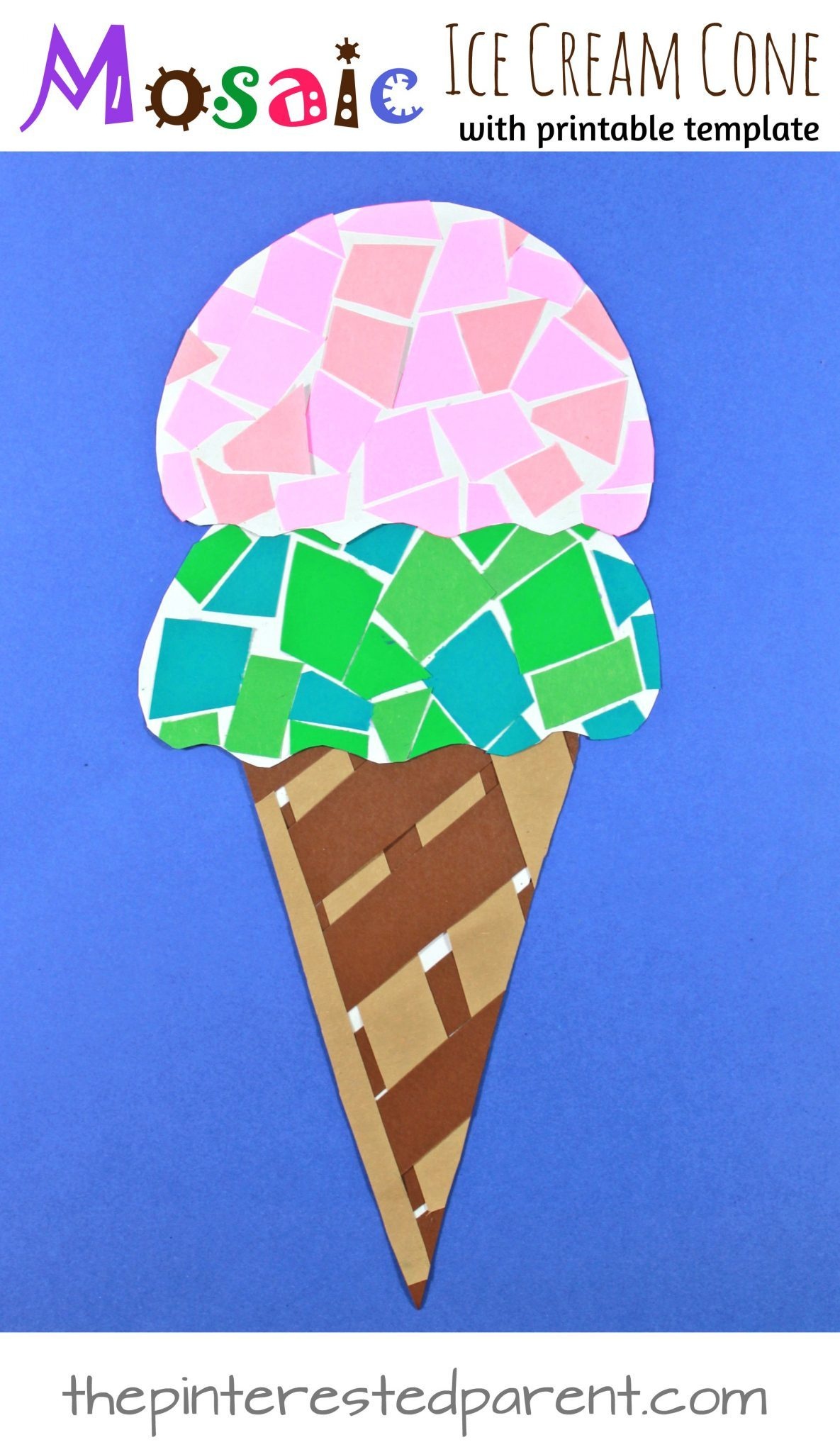 Printable Paper Mosaic Ice Cream Cone – The Pinterested Parent - Ice Cream Cone Template Free Printable