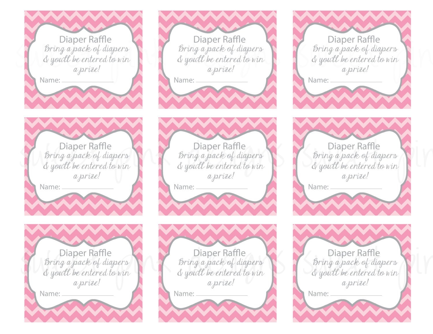 Printable Raffle Tickets Template. Diaper Raffle Ticket Grey And - Diaper Raffle Template Free Printable