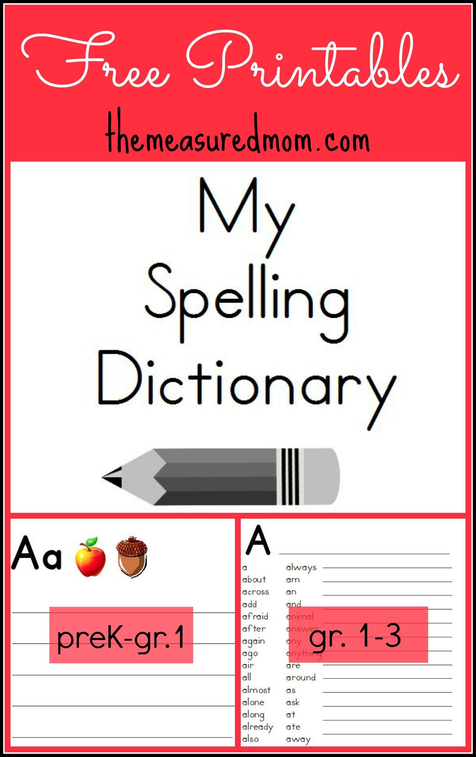 Printable Dictionary Pages