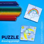 Puzzle Drawing Prompt For Kids With A Free Printable Template   Make Your Own Puzzle Free Printable