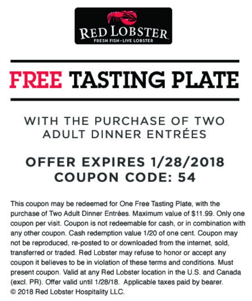 Red Lobster Freebies Coupons Codes Free Printable Red Lobster Coupons