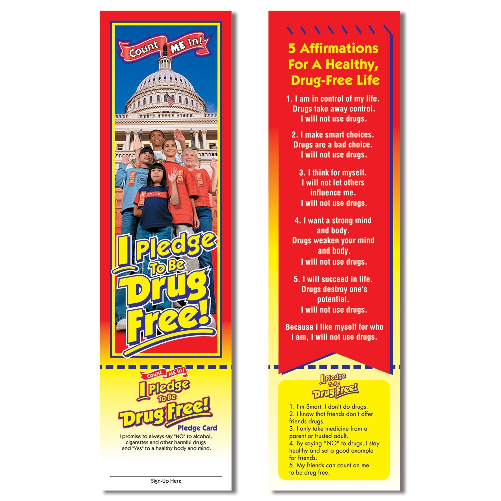 Red Ribbon Week - I Pledge To Be Drug Free! Bookmark - Free Printable Drug Free Pledge Cards