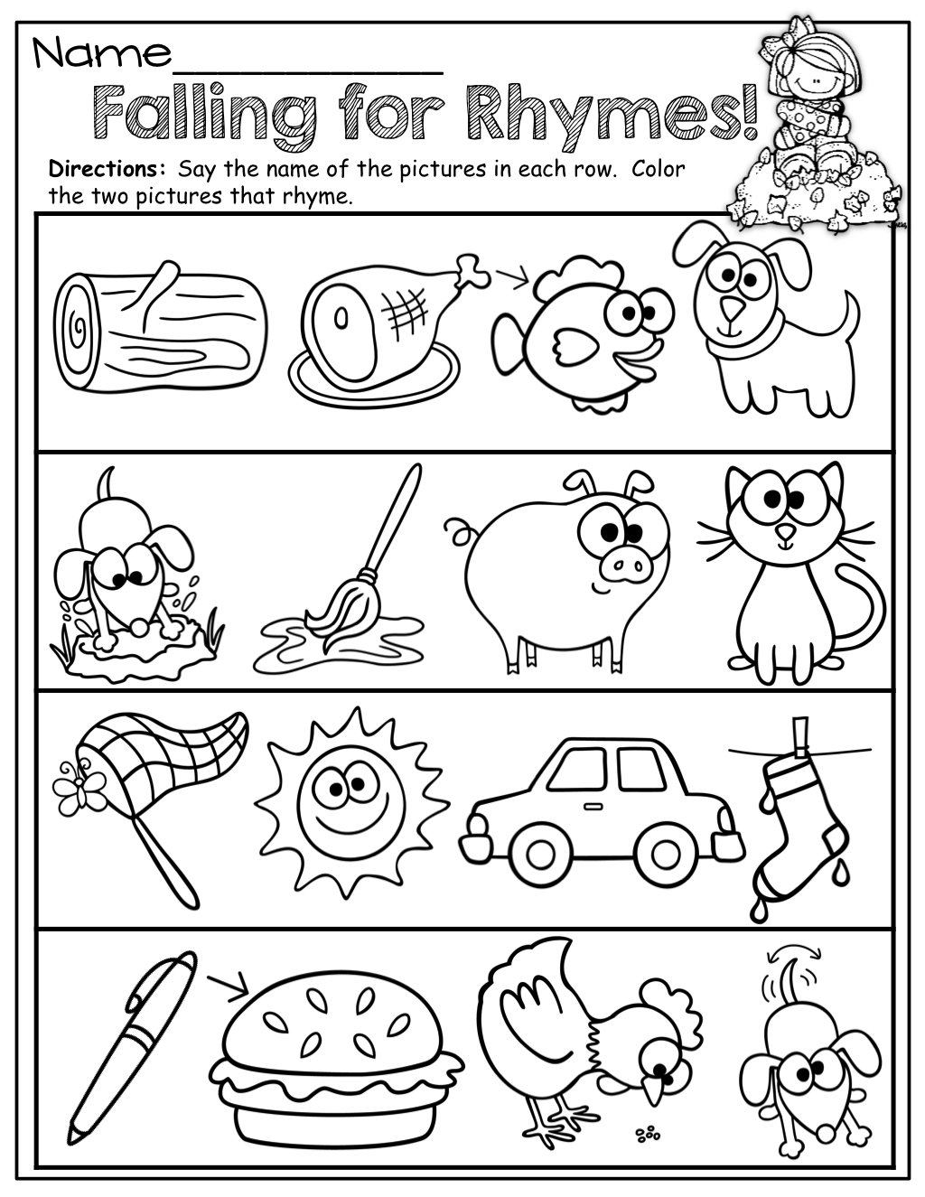 Rhyming Words Worksheet Free Kindergarten English Worksheet For Kids Free Printable Rhyming 