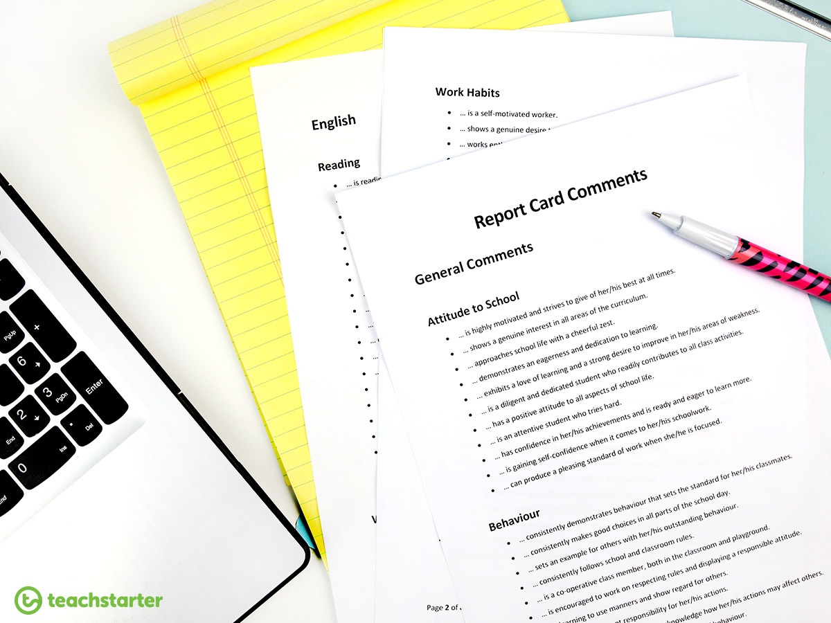 Report Card Comments Teaching Resource | Teach Starter - Free Printable Report Card Comments